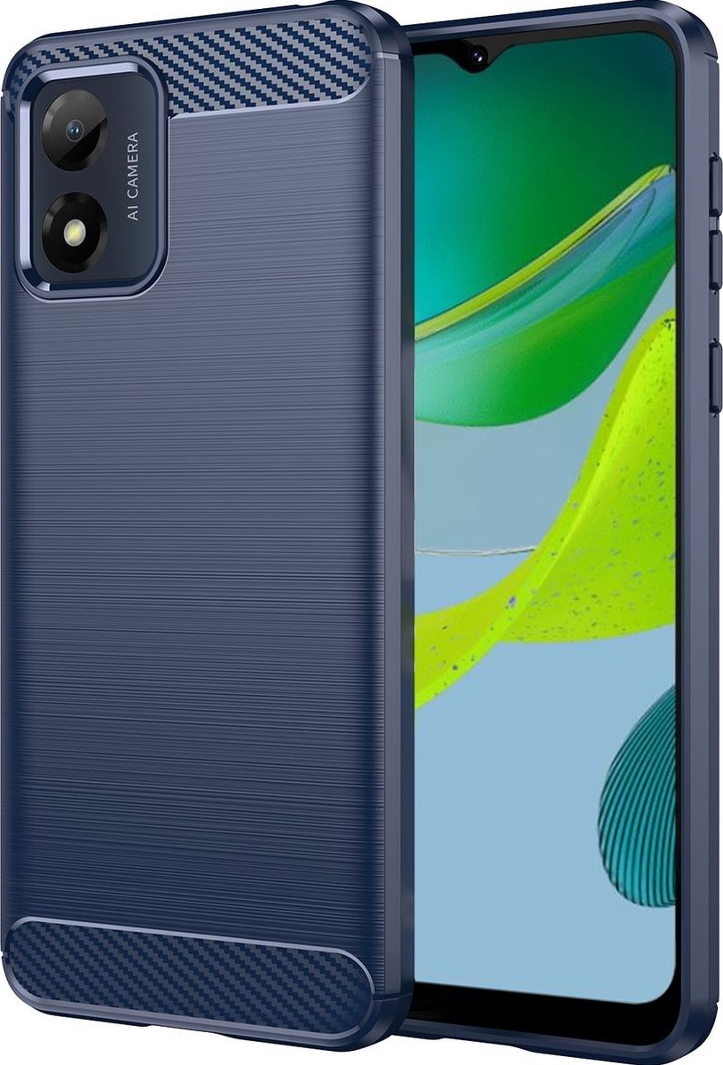Mobigear Hoesje geschikt voor Motorola Moto E13 Telefoonhoesje Flexibel TPU | Mobigear Brushed Slim Backcover | Moto E13 Case | Back Cover - Blauw