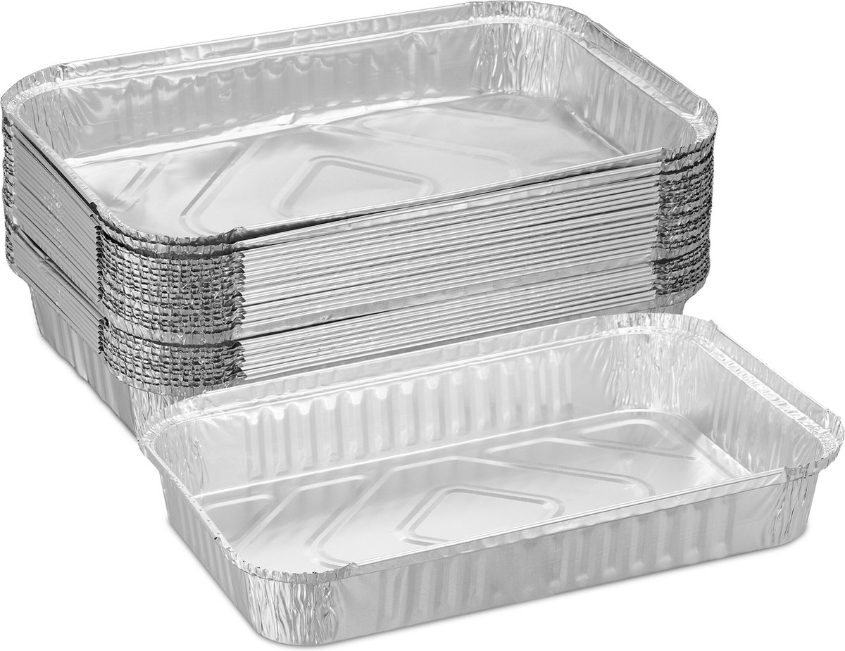 aluminium bakjes bbq - set van 25 - 31 x 21 cm - lekbakjes - tot 260° C