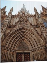 Vlag - Vooraanzicht van Kathedraal in Barcelona in Spanje - 75x100 cm Foto op Polyester Vlag