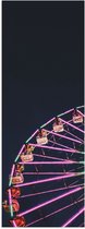 Poster Glanzend – Gekleurd Reuzenrad met Neonverlichting - 20x60 cm Foto op Posterpapier met Glanzende Afwerking