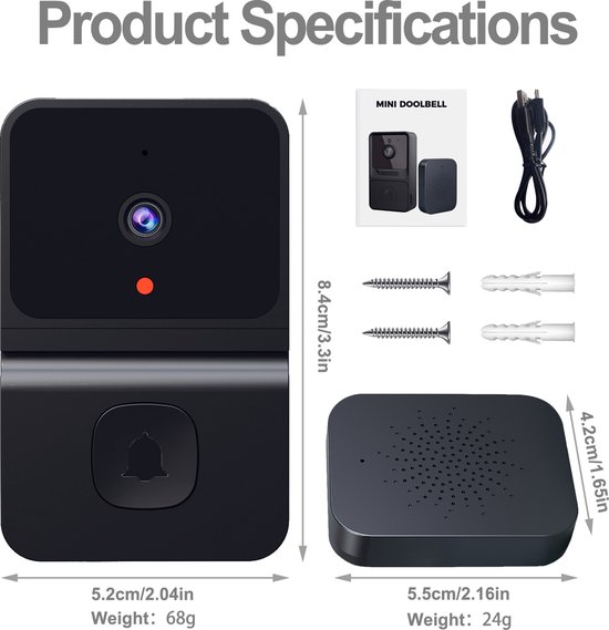 Deurbel Draadloos - Hd Video Deurbel - Wifi Video Doorbell Camera Met Bidirectionele Audio — afbeelding 5