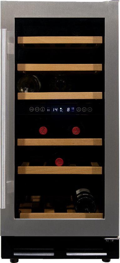 Koelkast: Vinata Premium Wijnklimaatkast Martino - Vrijstaand en Onderbouw - RVS - 32 flessen - 84.6 x 38 x 58.5 cm - Glazen deur, van het merk Vinata