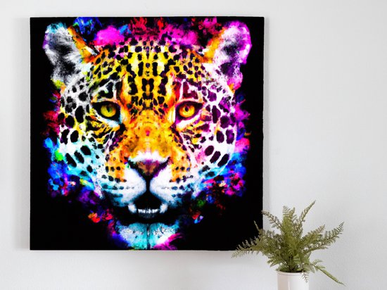 Don't be jealous jaguar kunst - 30x30 centimeter op Canvas | Foto op Canvas - wanddecoratie