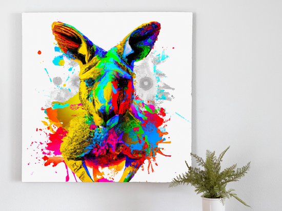 Rainbow burst kangaroo | Rainbow Burst Kangaroo | Kunst - 30x30 centimeter op Canvas | Foto op Canvas