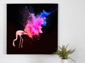 Flamingo eenhoornscheet | Flamingo eenhoornscheet | Kunst - 40x40 centimeter op Canvas | Foto op Canvas