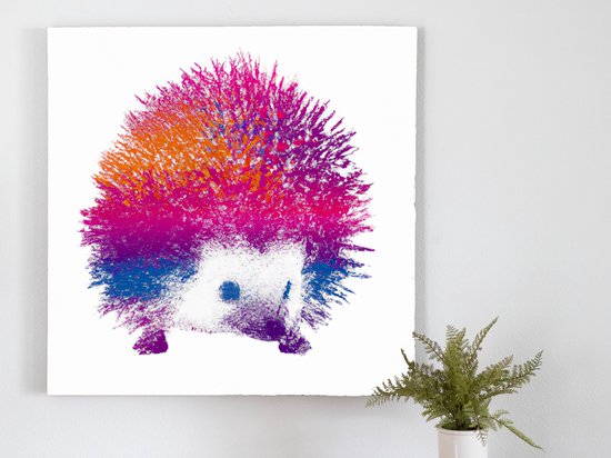 Color the hedgehog | Color the hedgehog | Kunst - 60x60 centimeter op Canvas | Foto op Canvas