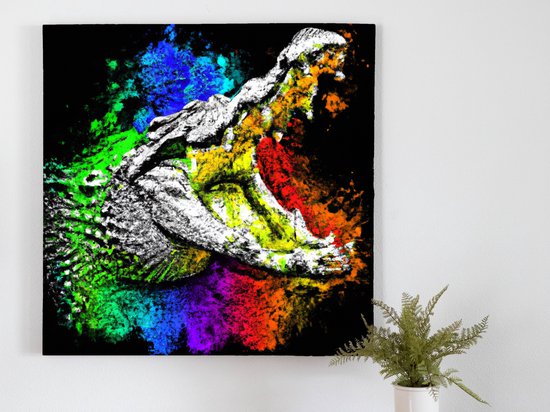 Muhammed alligator | Muhammed Alligator | Kunst - 60x60 centimeter op Canvas | Foto op Canvas - wanddecoratie schilderij