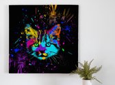 Feline Frenzy kunst - 100x100 centimeter op Canvas | Foto op Canvas - wanddecoratie