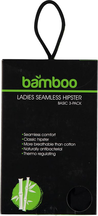 Bamboe Hipster Seamless - Lot de 3 - Zwart - Taille L