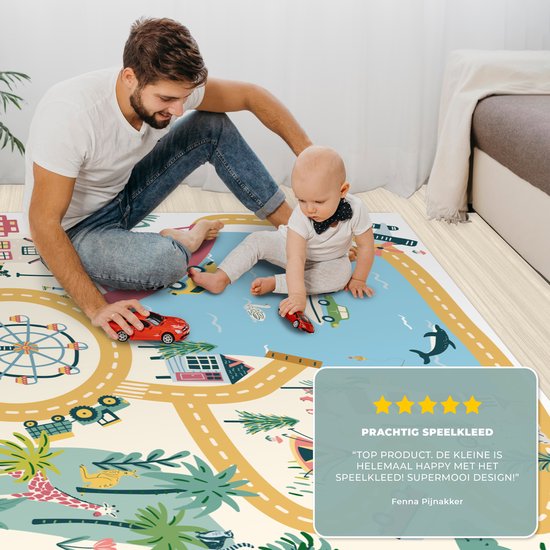 LetsPlaymats® Speelmat baby kinderen - Reuzenrad - Stad - Dieren - Auto - Kinderen - Speelkleed van vinyl - Speeltapijt - Antislip - 120x180 cm van LetsPlaymats® — afbeelding 4