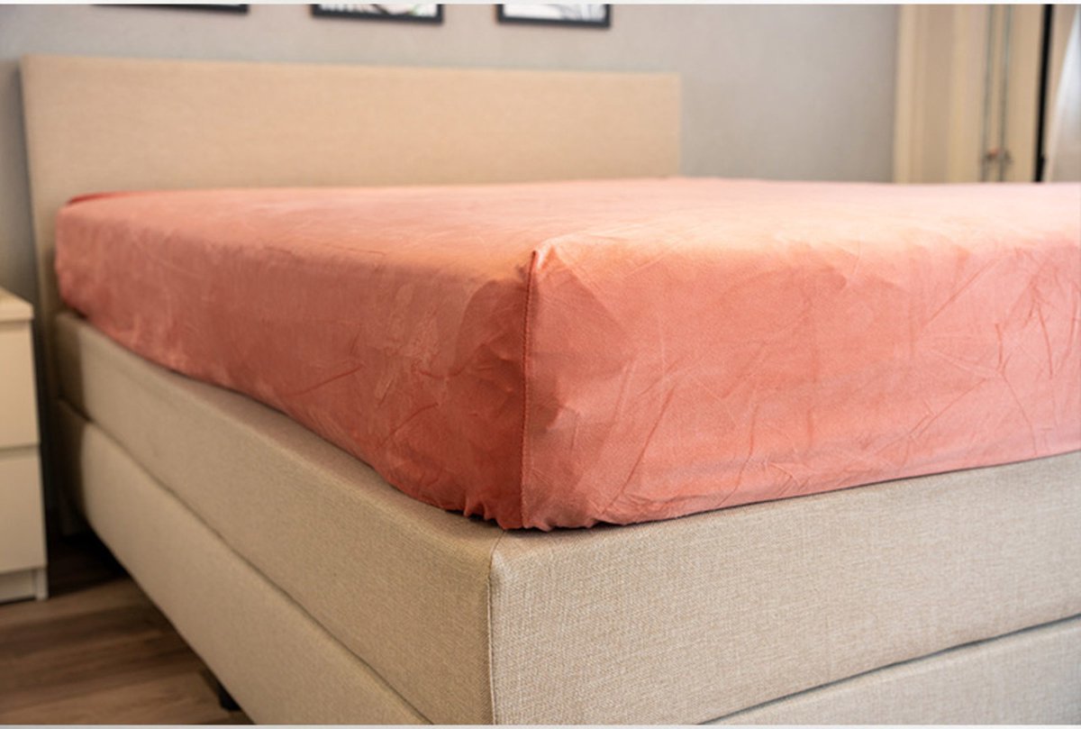 Beau Maison Velvet Velours Hoeslaken Oud Rose 90 x 200 + 40 cm hoekhoogte