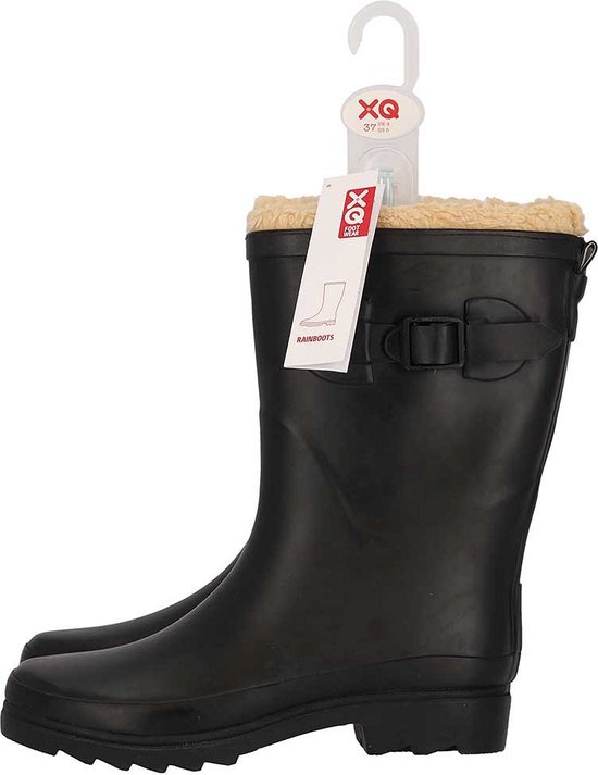 XQ - Bottes de pluie pour femmes Femme - Fausse Fourrure - Zwart - Taille 42 - Bottes de pluie pour femmes avec doublure