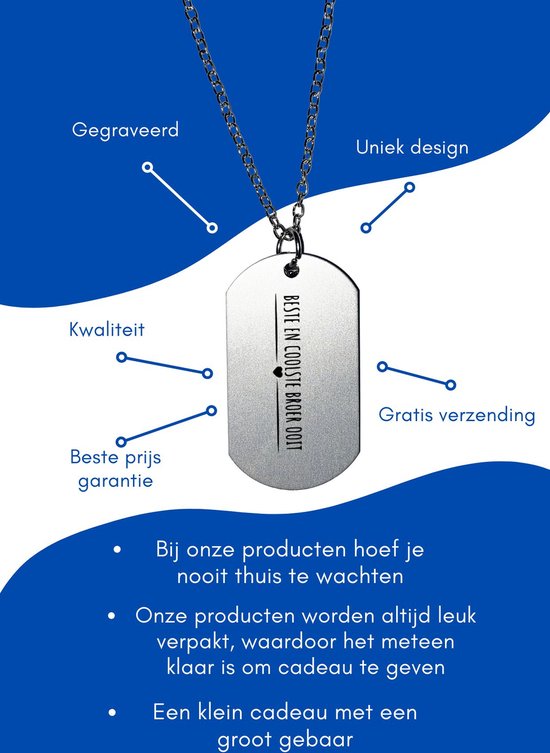 Pijlpunt Resoneer Fabriek Akyol - beste en coolste broer ooit ketting - Broer - cadeau broer - leuk  cadeau voor... | bol.com