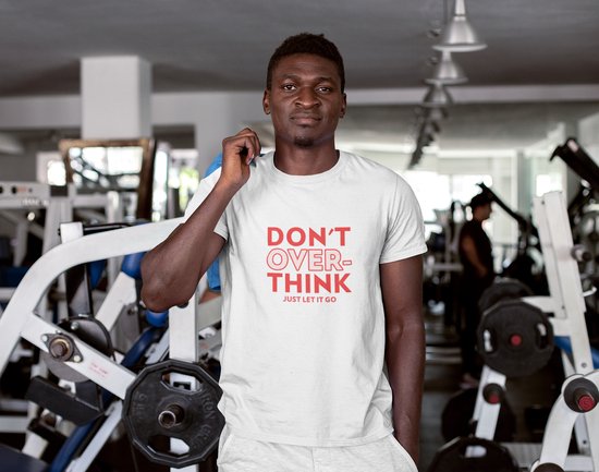 Chemise - Ne réfléchissez pas trop - Wurban Wear | Chemise drôle | Fitness | T-shirt unisexe | Motivation | Poids | Yoga | Sac de sport | Tapis de yoga | Blanc