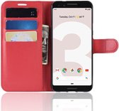 Google Pixel 3a Litchi Skin Leren Portemonnee Hoesje Rood