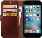 Rosso Element Book Case Wallet Hoesje Geschikt voor Apple iPhone 6 Plus / 6S Plus | Portemonnee | 3 Pasjes | Magneetsluiting | Stand Functie | Bruin
