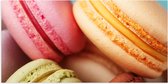 Poster Glanzend – Close-up van Verschillende Smaken Macarons Koekjes - 100x50 cm Foto op Posterpapier met Glanzende Afwerking