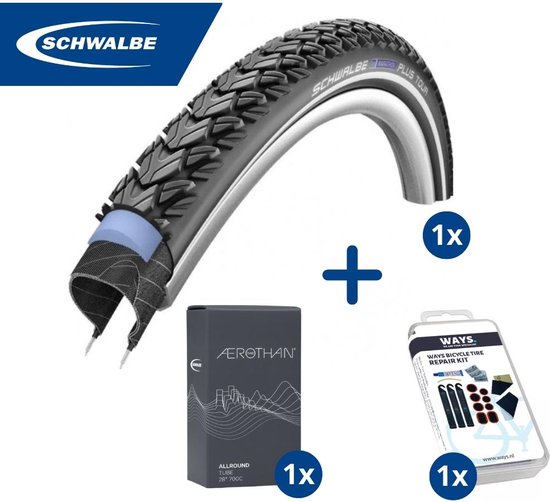 Fietsband - Schwalbe - Buiten- & binnenband - Marathon Plus Tour & SV17E - 28 inch x 1.40 - 2.00 - 60 mm - Met plaksetje
