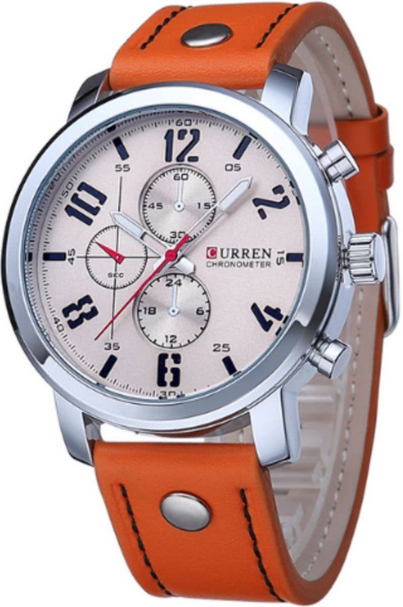 Curren Horloge Ø 37 mm - Bruin-Creme - Inclusief horlogedoosje
