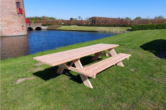 Rockwood® Rolstoel Picknicktafel Douglas 2.80m met 8 afgeronde hoeken