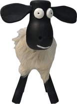 Mouton Shawn petit - 32x14x32 - blanc/noir - Teck/peau de chèvre