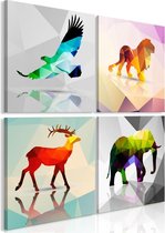 Schilderij - Geometrische dieren II, 4 delen