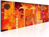 Schilderij - Afrika collage , oranje