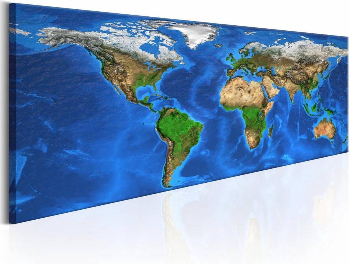 Schilderij - Geweldige Wereld - Wereldkaart , blauw groen | bol.com