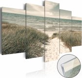 Afbeelding op acrylglas - Stil op het strand, Noordzee, Groen/Beige,   5luik