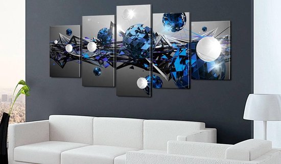 Peinture - Voie lactée en bleu, gris et blanc, 5 parties