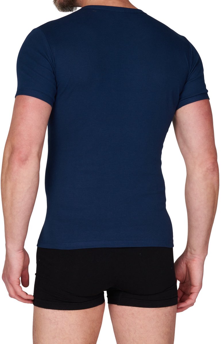 Ondergoed heren T-shirt korte mouw - M3000 - Ondershirt mannen - Slim Fit - Ronde hals - wit, zwart, blauw - Blauw / L