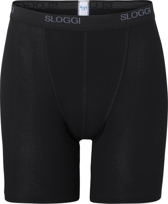 Zwarte katoenen boxershort voor heren met een grijze Sloggi-band.