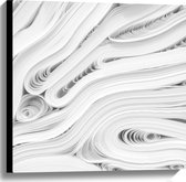 Canvas - Stapels Gevouwen Witte Bladeren - 60x60 cm Foto op Canvas Schilderij (Wanddecoratie op Canvas)