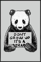 JUNIQE - Poster in kunststof lijst Don't Grow up -20x30 /Grijs & Wit