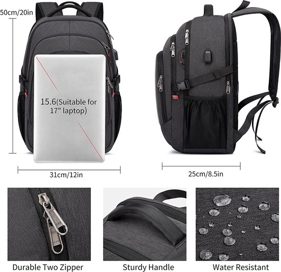 FANDARE Retro 15.6 Inch Laptop Rugzak Outdoor Laptop Rugzak Reizen Werk Student Wandelen Schooltassen Daypack Canvas, grijs., M, Vrijetijdsrugzak
