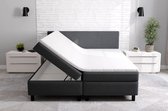 Boxspring compleet Met opbergruimte Erolla - 140x200 cm - zwart stof - zetelsenbedden - Compleet bed met matras en topper - bed storage