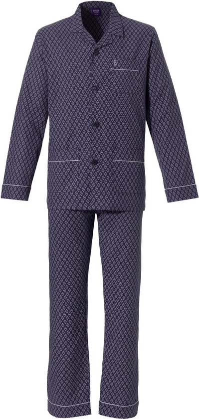 Robson Heren pyjama katoen knoopsluiting 733 60 Blauw bol