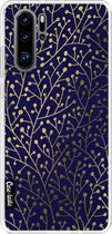 Casetastic Huawei P30 Pro Hoesje - Softcover Hoesje met Design - Berry Branches Navy Gold Print