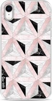 Casetastic Apple iPhone XR Hoesje - Softcover Hoesje met Design - Marble Triangle Blocks Pink Print