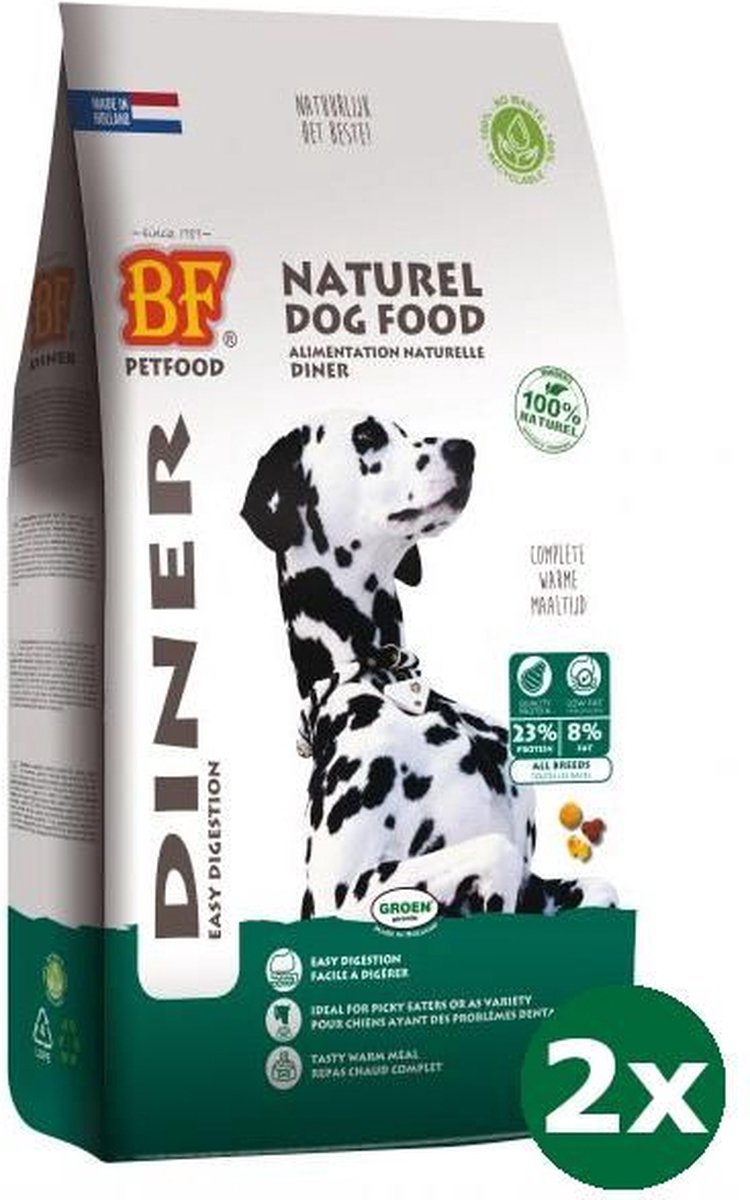 BF Petfood Biofood Diner - Hondenvoer Brokken - Kip Rund Wild Zwijn - 2 x 3 kg