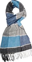 Michaelis heren sjaal - blauw met grijs geruit - Maat: One size