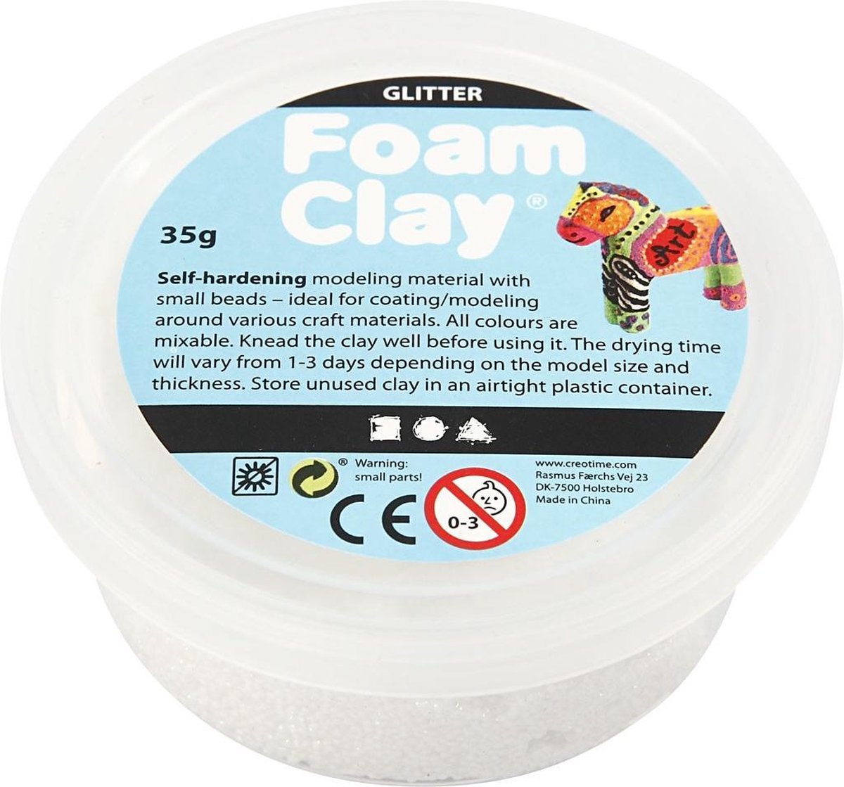 Foam Clay®, wit, glitter, 35gr