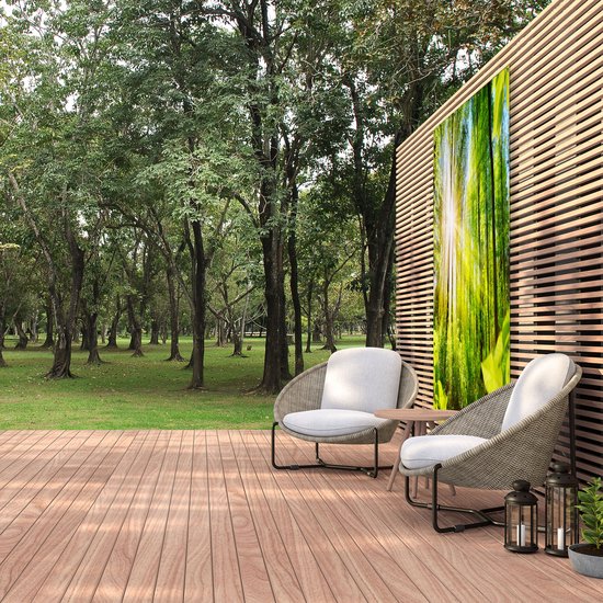 Gars Poster de Jardin Route Entourée d' Arbres dans la Forêt - 120x180 cm - Toile Jardin - Décoration de jardin - Décoration murale Extérieure - Tableau Jardin