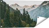 Gards Tuinposter Bos met Bomen in de Bergen - 80x40 cm - Tuindoek - Tuindecoratie - Wanddecoratie buiten - Tuinschilderij