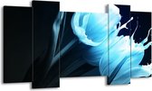 GroepArt - Schilderij - Tulp - Blauw, Zwart - 120x65 5Luik - Foto Op Canvas - GroepArt 6000+ Schilderijen 0p Canvas Art Collectie - Wanddecoratie
