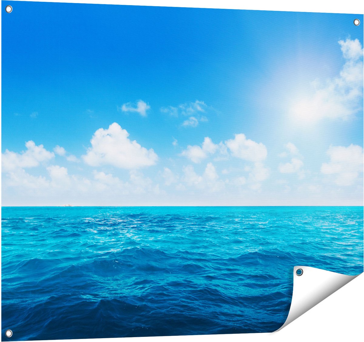 Gards Tuinposter Water Midden op Zee met Zonneschijn - 100x80 cm - Tuindoek - Tuindecoratie - Wanddecoratie buiten - Tuinschilderij Multikleur
