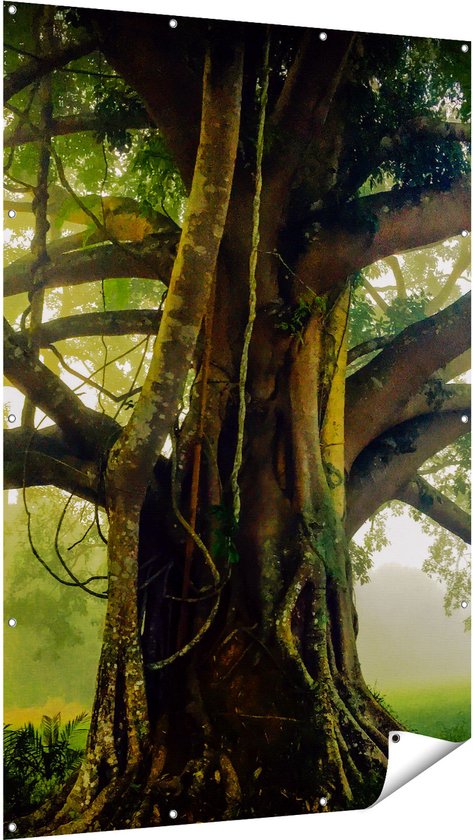 Foto: Gards tuinposter grote levensboom met veel takken 120x180 cm tuindoek tuindecoratie wanddecoratie buiten tuinschilderij