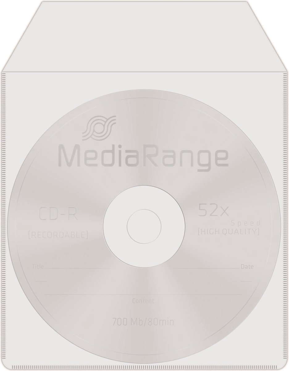 MediaRange | CD/DVD | Plastic | Hoesjes | Venster | Plakstrip op Flap en Rugzijde | 50 Stuks