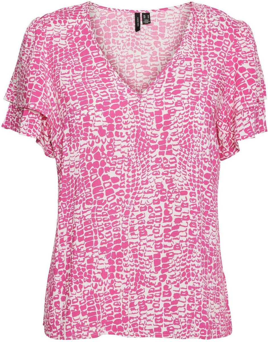 Vero Moda T-shirt Vmulippa S/s V-neck Top Wvn Btq 10290907 Pink Yarrow Dames Maat - S