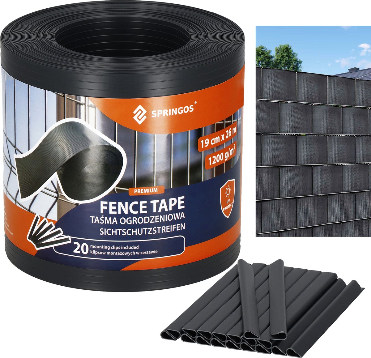 Springos Vlechtband - Privacyfolie - Vlechtband Voor Tuinafsluiting - PVC - 26 m - Antraciet